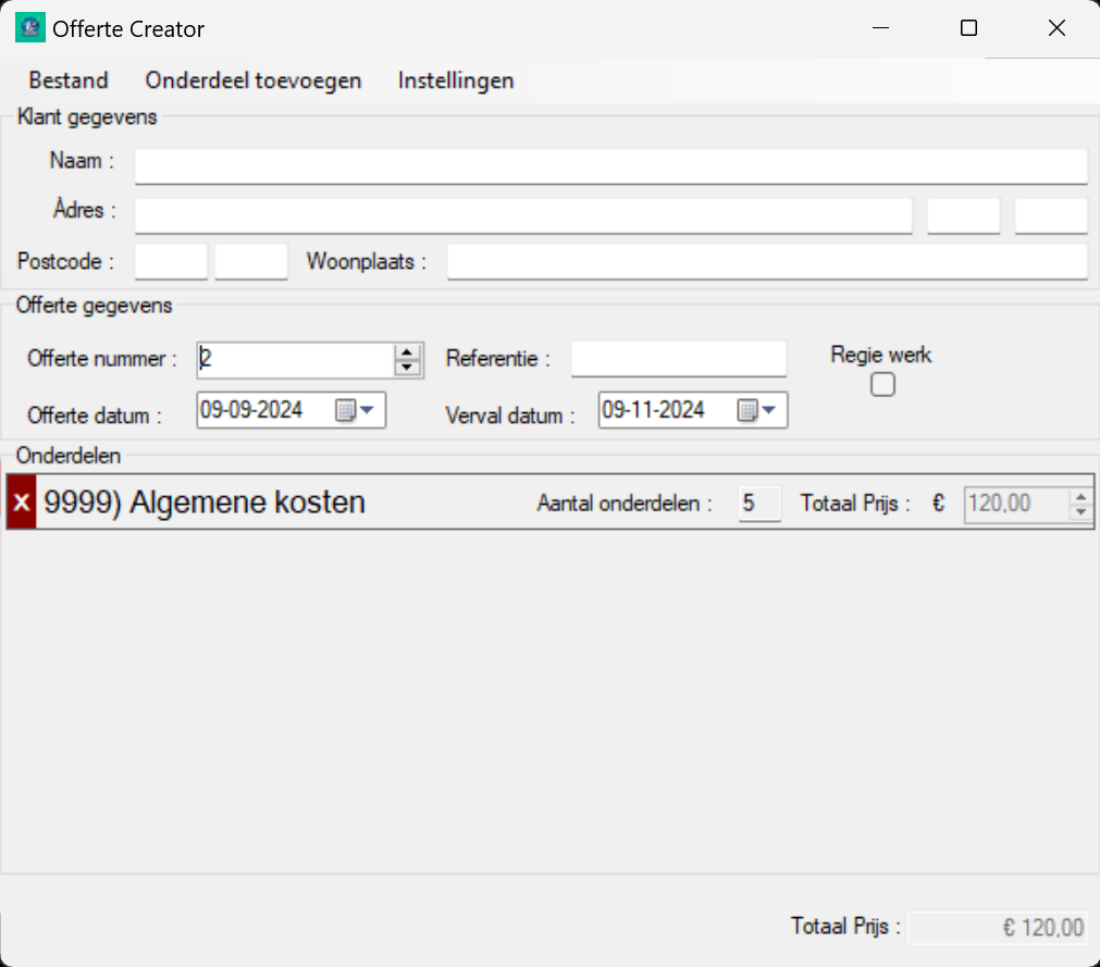 Impressie Offerte Creator